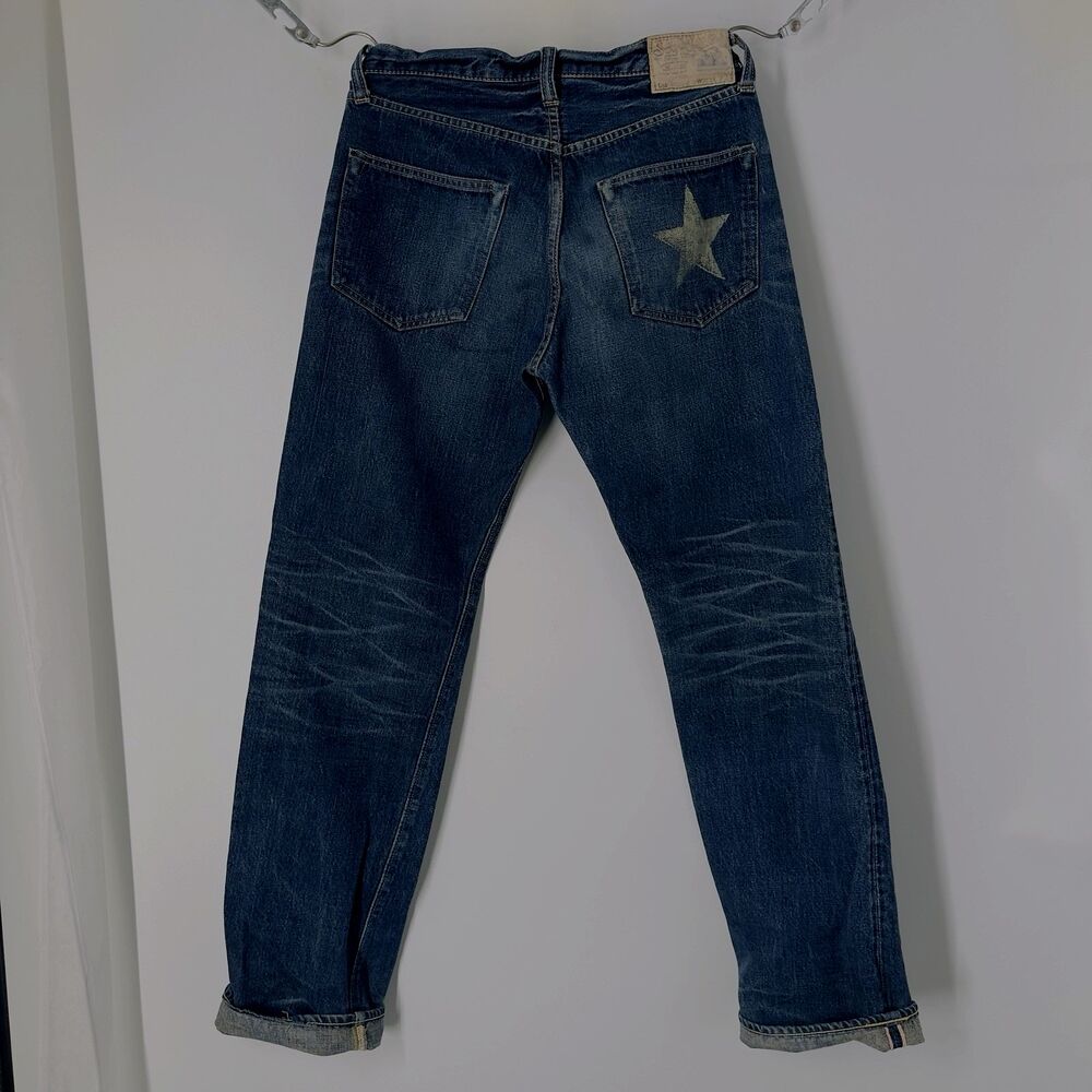 Sugar Cane Men’s Raw Blue Straight Leg Denim Jeans indigo Red line wiskers 28x30